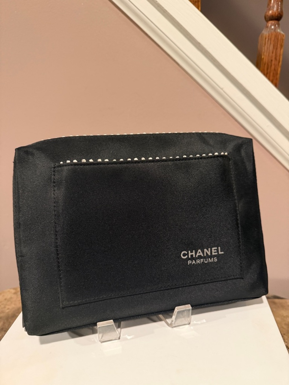 CHANEL Parfums Black Nylon Cosmetic Travel Pouch
